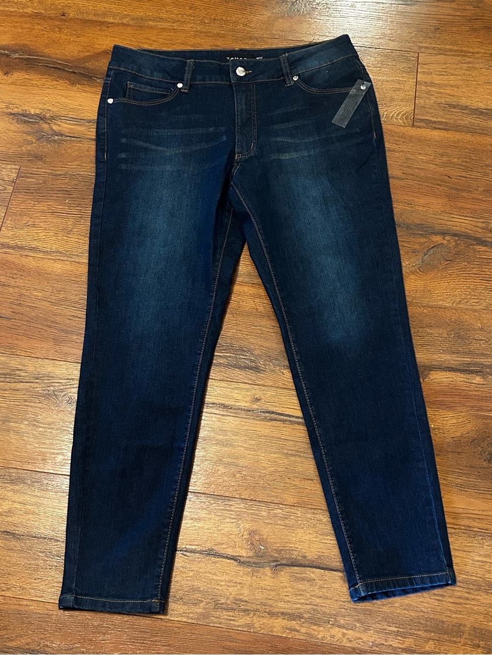 NWOT Tahari Women’s 14/32 Dark Blue Tummy Tuck Slimming Fit Solution Jeans